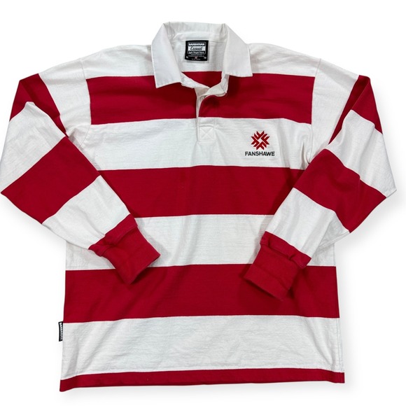 Barbarian Other - Barbarian Rugby Polo Shirt Lightweight Men's XL White Red Stripe Fanshawe Casual